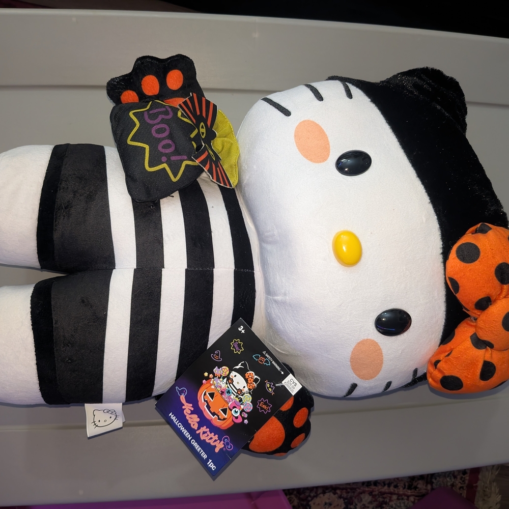 Hello Kitty Halloween Plush - Black and Orange Stripes